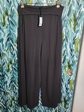 Oska Foldover wide-leg jersey trousers